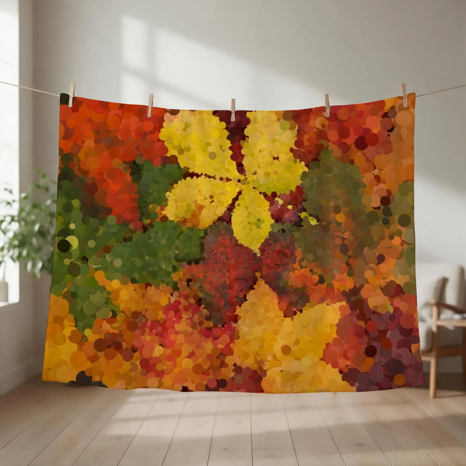 Crunchy Autumn Leaves Throw Blanket couch cozy soft plush fuzzy picnic outdoor blanket