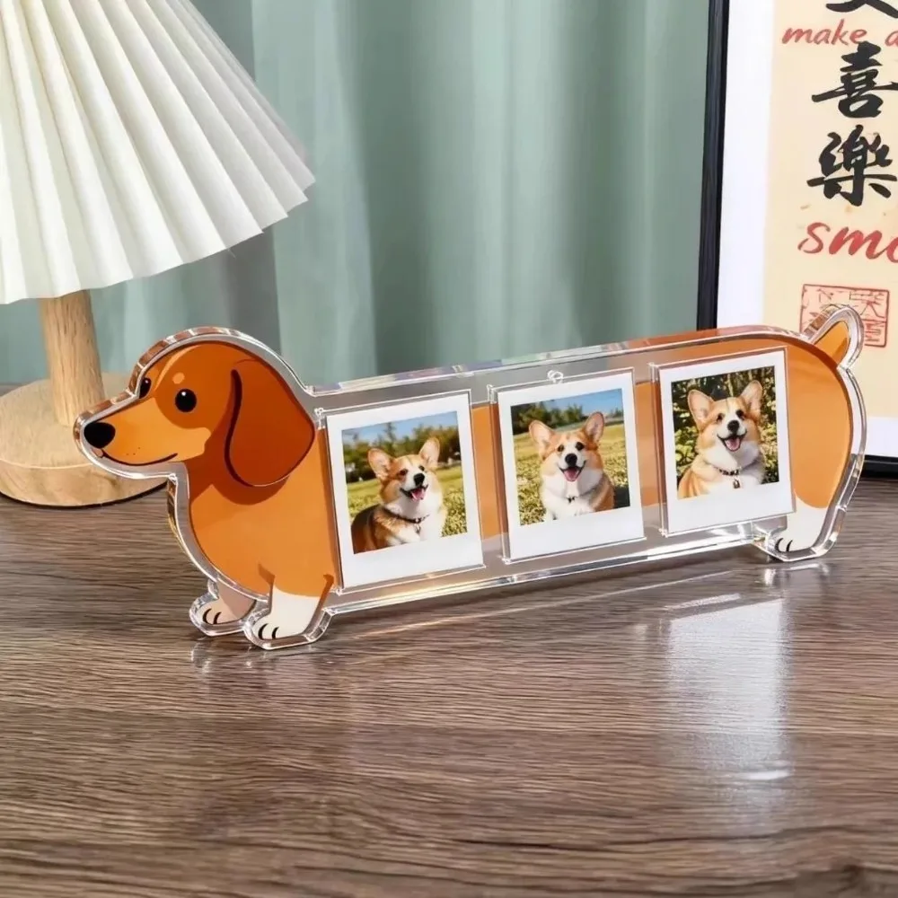 Cute Acrylic Picture Frames Dog Shaped Photo Display Photo Frames 3 Inches Collection Decor Desktop Picture Frame Home Decor