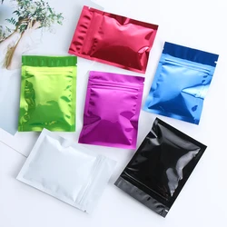 50pcs Heat Sealing Glossy Small Zipper Top Mylar Flat Pouches Food Storage Bags Smell Proof Aluminum Foil Zip Lcok Package Bags