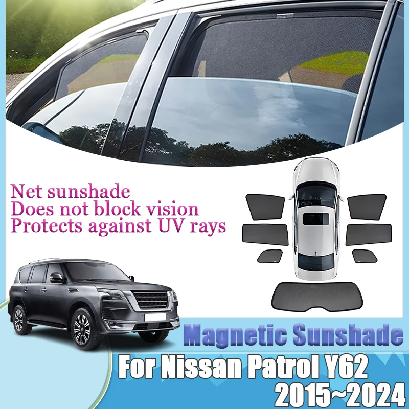 

For Nissan Patrol Y62 Accessories 2015~2024 Car Blind Summer Side Window Film Windshield Frame Sun Visor Anti-UV Car Accessories