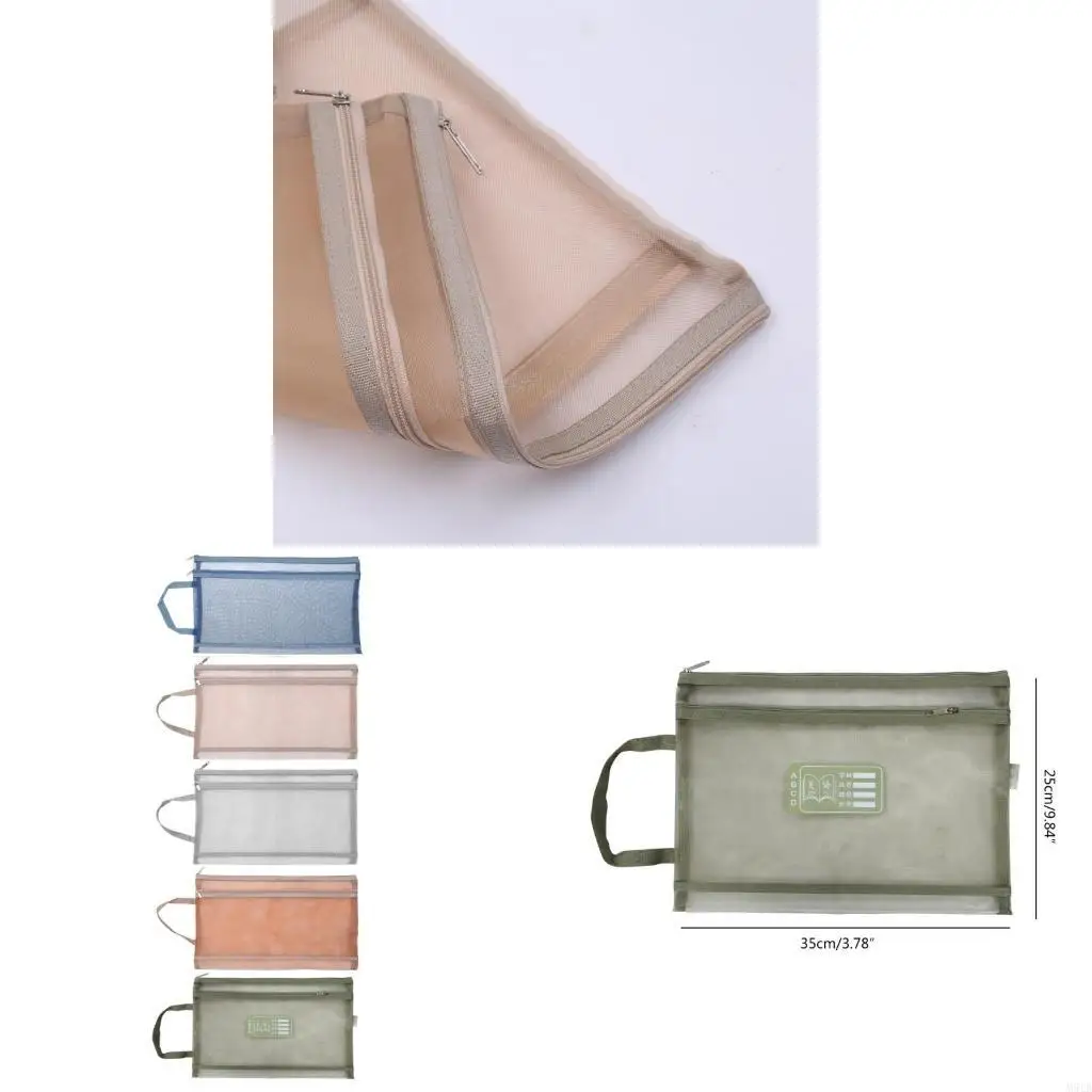 

M5TB Mesh Zipper Letter Size Zipper Bag Document Bag Plastic Zip File Folder