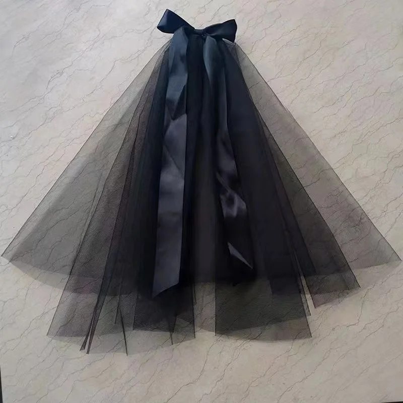 Black Lace Veil for Halloween Hair Accessory 2 layers Black Gothic Veil for Wedding Costume Cosplay