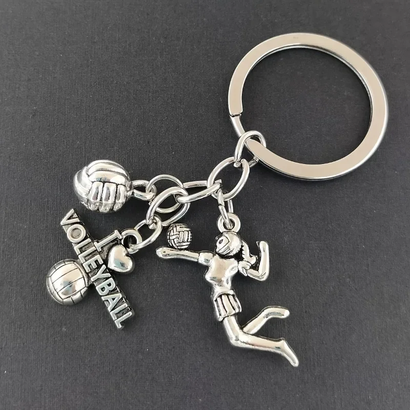 Volleyball Alloy Multi Pendant Keychain Fashion Backpack Accessory Exquisite Metal Decorative Charm Gift for Dad