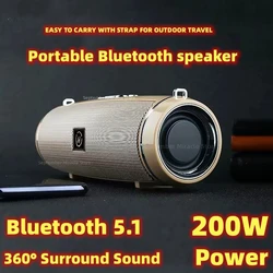 200W High-power Bluetooth Speakers Portable Bass Outdoor Wireless Audio 3D Surround Bluetooth Speaker TWS/FM/voice Dance