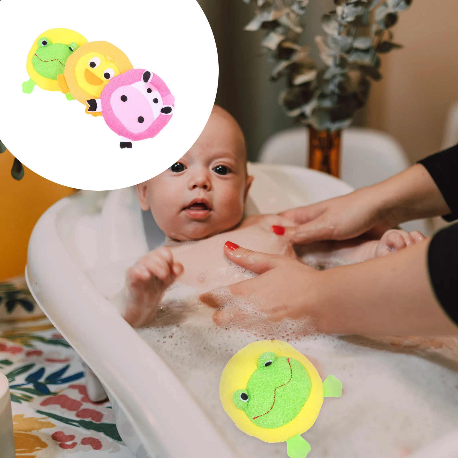

3Pcs Animal Shaped Baby Bath Sponge Gentle Skin Safe Absorbent Rich Bubbles Cartoon Shower Sponges Infants Assorted Color