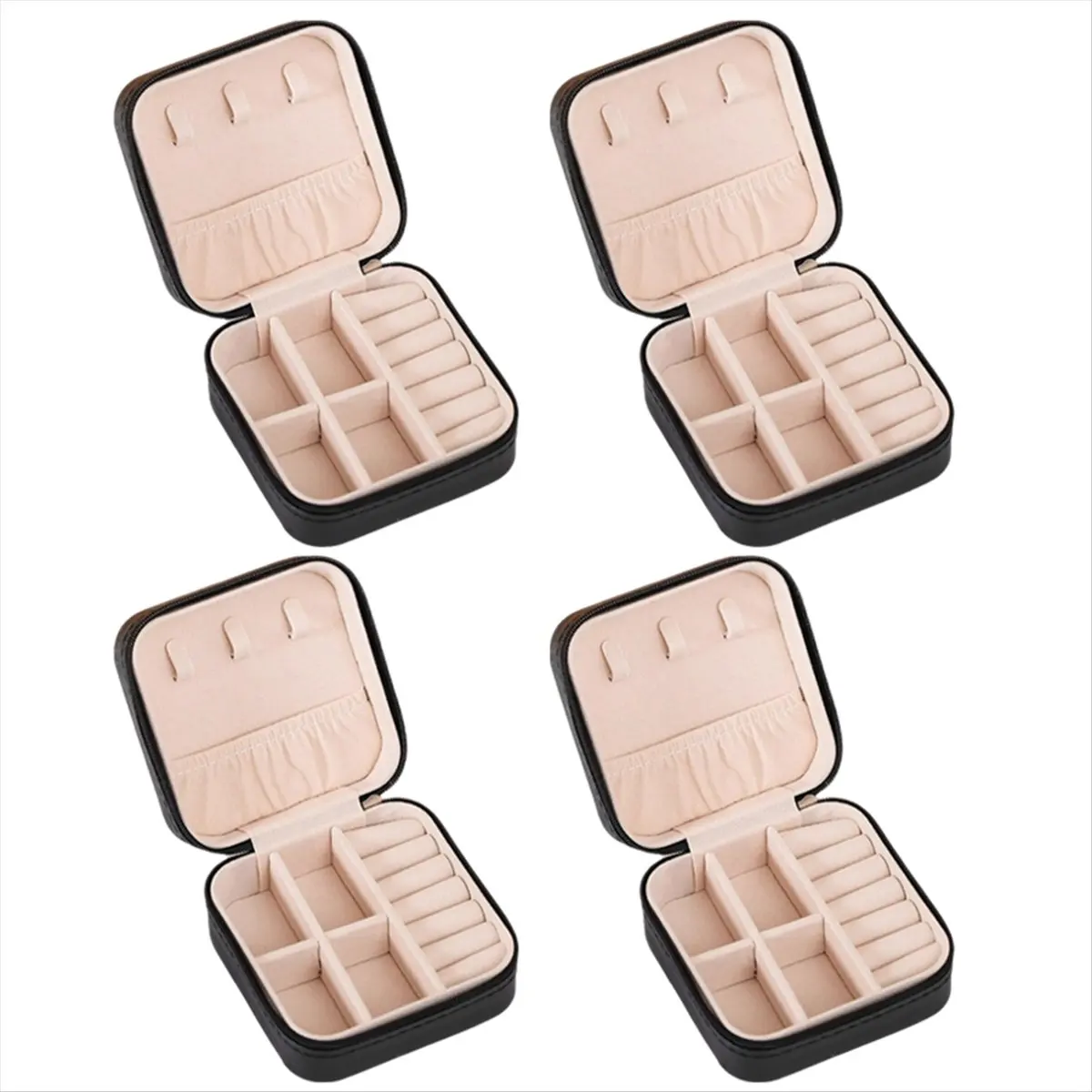 2026 Trend Mini Jewelry Box PU Leather Portable Travel Jewelry Storage Box Ring Earring Necklace Storage Black