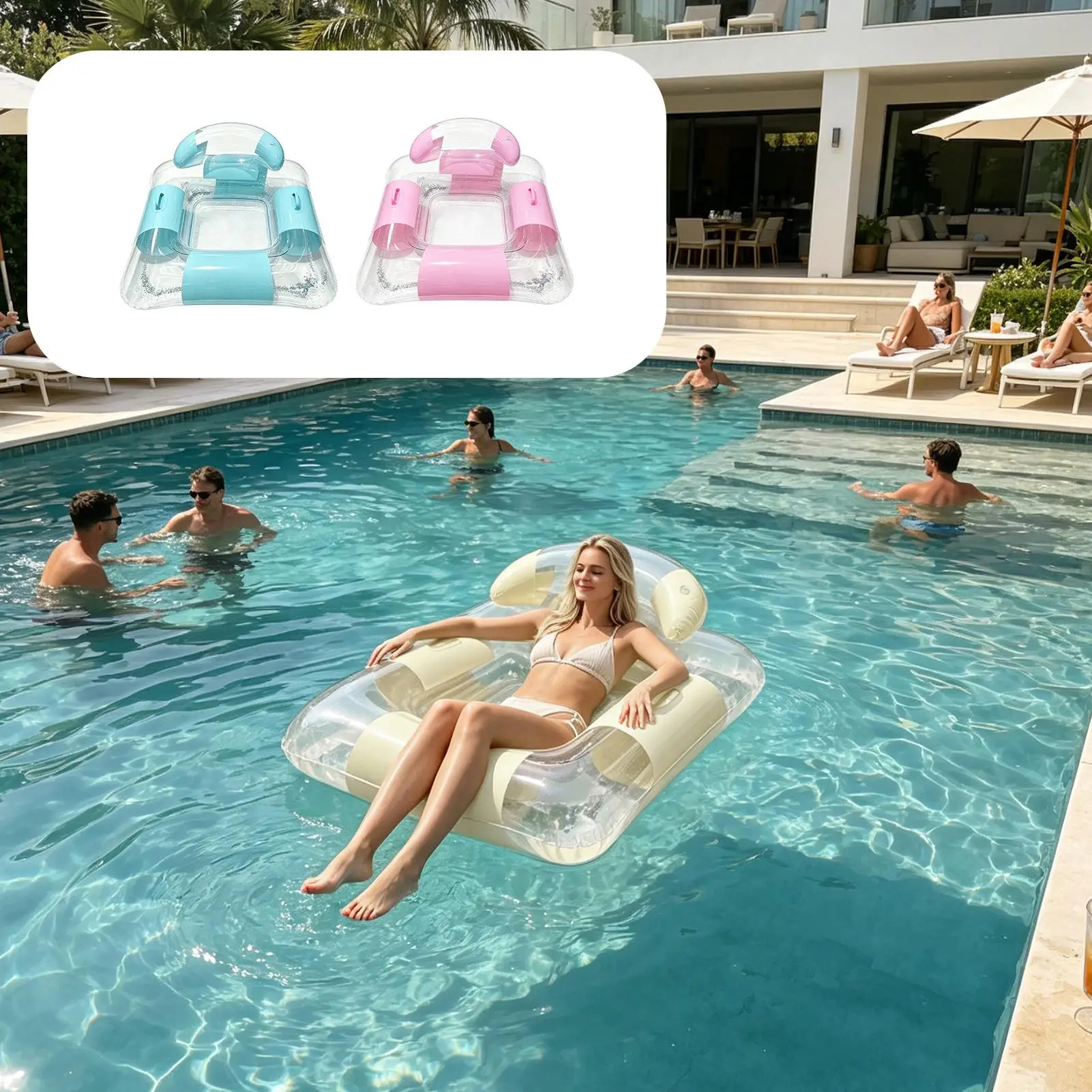 Large PVC Leakproof Portable Floating Pool Lounger Water Chair Float For Backyard Lake Rivers Park Hotel Summer Outdoor Travel