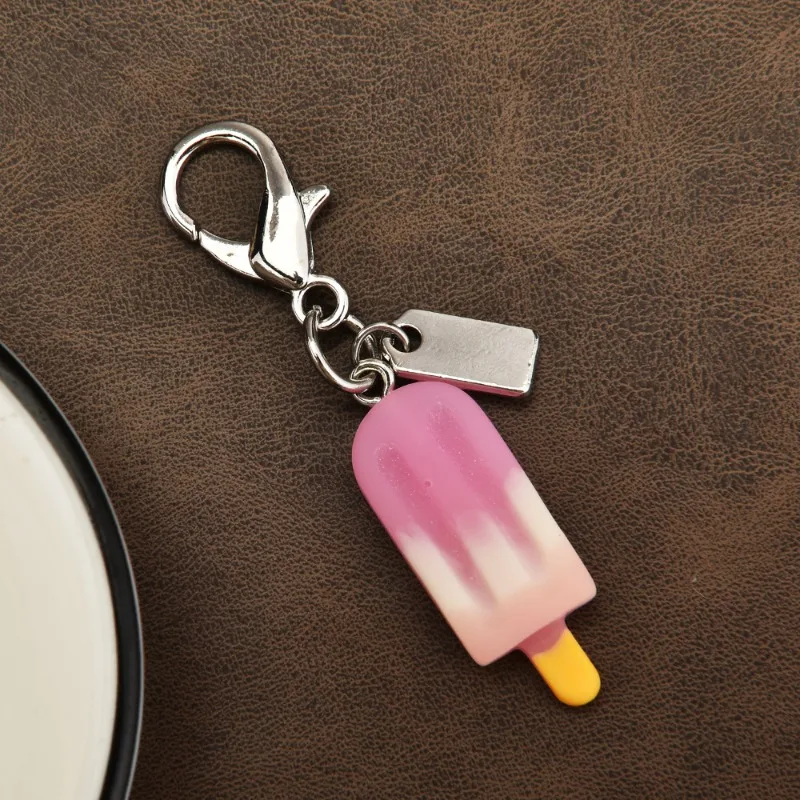 Fun handcrafted simulated Popsicle resin ice cream, packaged key chains, personalized and creative Popsicle key chains