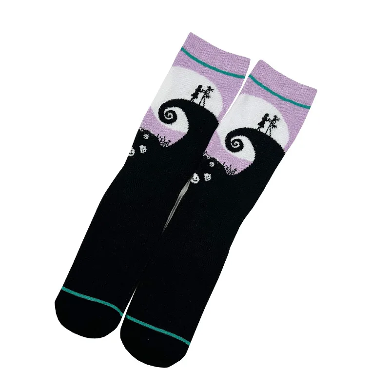 Disney Jack Sally Cosplay Fashion Socks The Nightmare Before Christmas Cartoon Printing Stockings Women Men Winter