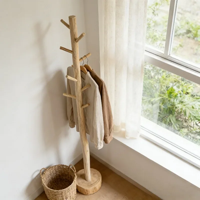 Jacket Vintage Clothes Rack Wood Hall Tree Nordic Japandi Style Luxury Clothes Rack Bedroom Storage Livingroom Home Furniture