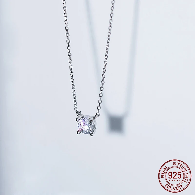 Women's 925 Silver Necklace, Adjustable Length 38+4.8cm