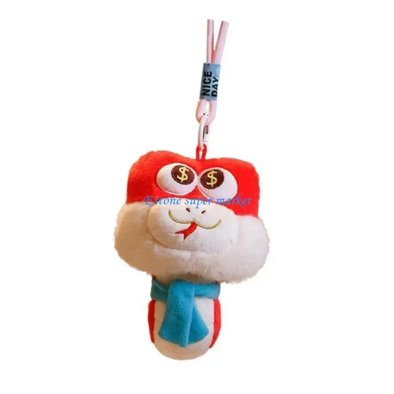 

090B Plush Snake Holiday Mascots Hanging Pendant For New Year Decoration Festival Atmospheres Creative Car Hanging Ornament