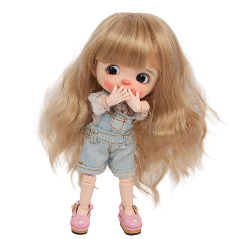 

DIY 1/8 BJD&Kurhn Doll Wig Soft Fiber Long Bangs Curly Hair Natural Color Wavy Wig Doll Accessories DIY Only Wig