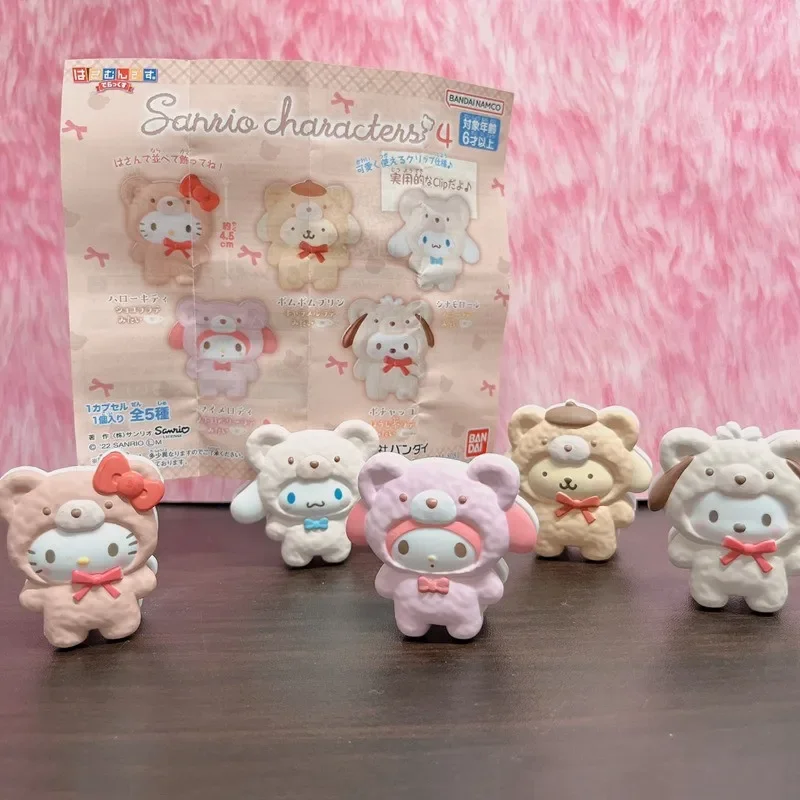 BANDAI Japan Sanrio Hello Kitty Clips Gashapon Figure Anime Cute Cinnamoroll Figurine Kawaii Capsule Toys Gift