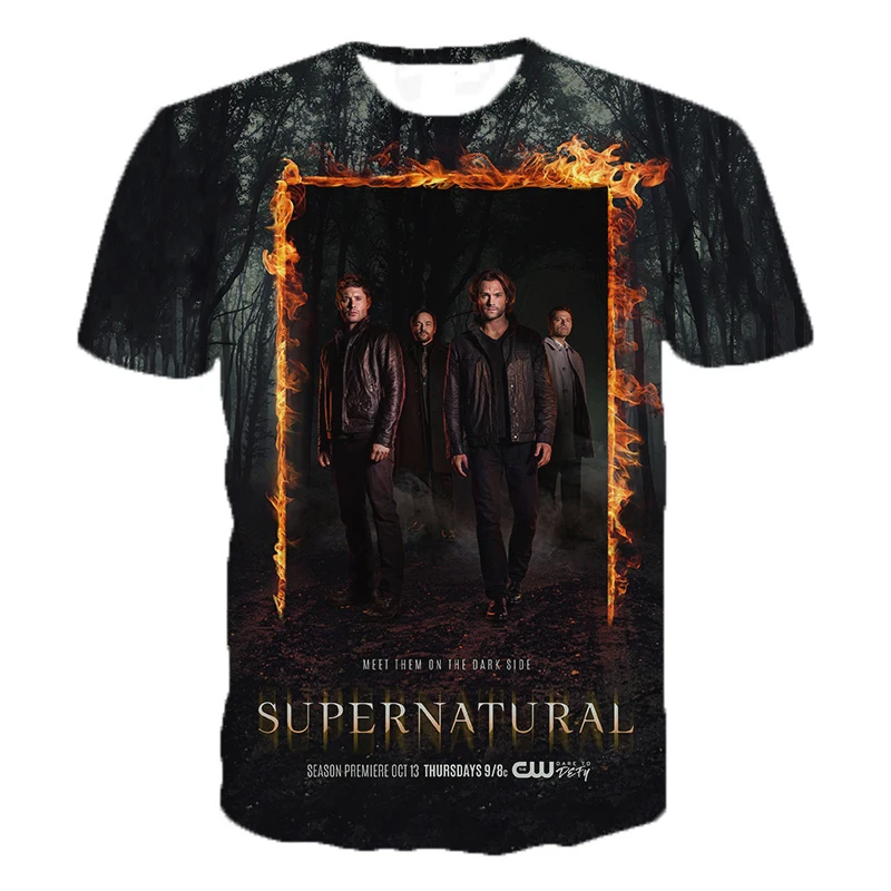 TV Series Supernatural 3D Print T-shirt Streetwear Men Women Casual Fashion O-Neck Short Sleeve T Shirt Male Tees Tops Clothing