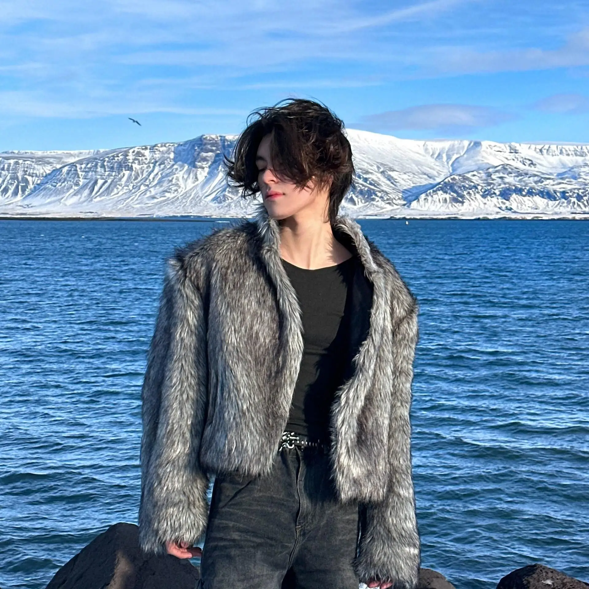 

Мужские зимние куртки с меховым воротником из натуральной овчины, на шерстяной подкладке, теплые, серые, черные, коричневые, винтажные, классические, повседневные, модные, популярные