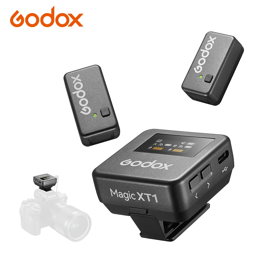 

GODOX Magic XT1 2.4GHz Wireless Lavalier Microphone Receiver Transmitter with Charging Case for Cameras Interview Livestream