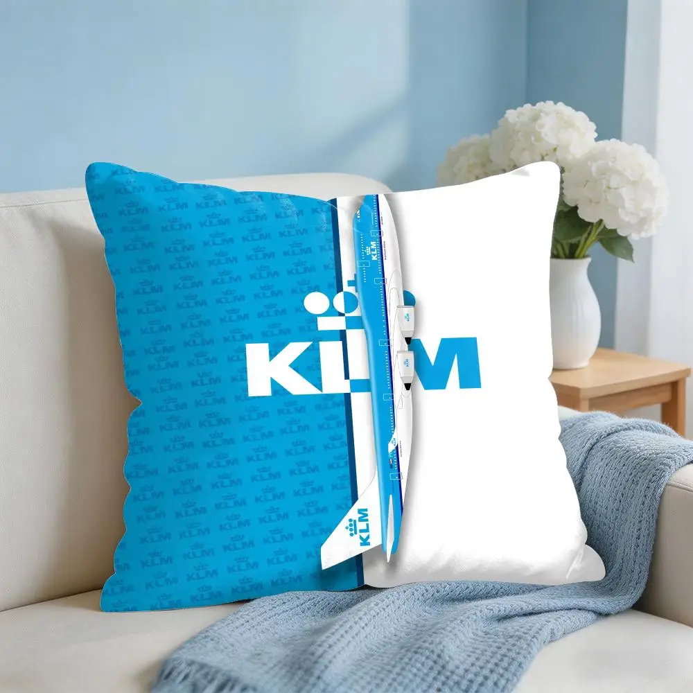 Netherlands Klm R-Royal Dutch Airline Cushion Cover Square Pillow Bedroom Sofa Leisure Comfort Living Room Home Decoration 40X40