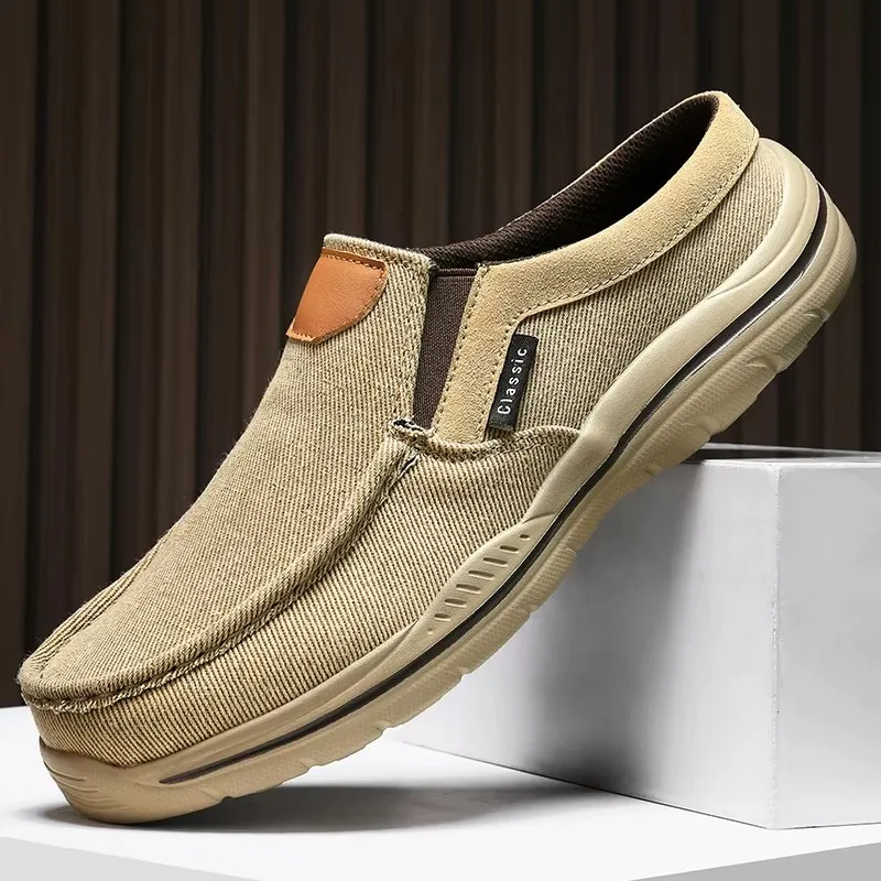 

Men's Canvas Slippers Summer Outdoor Anti-slip Casual Slippers Fashion Lightweight Half Slippers Comfortable Walking Men's Shoes