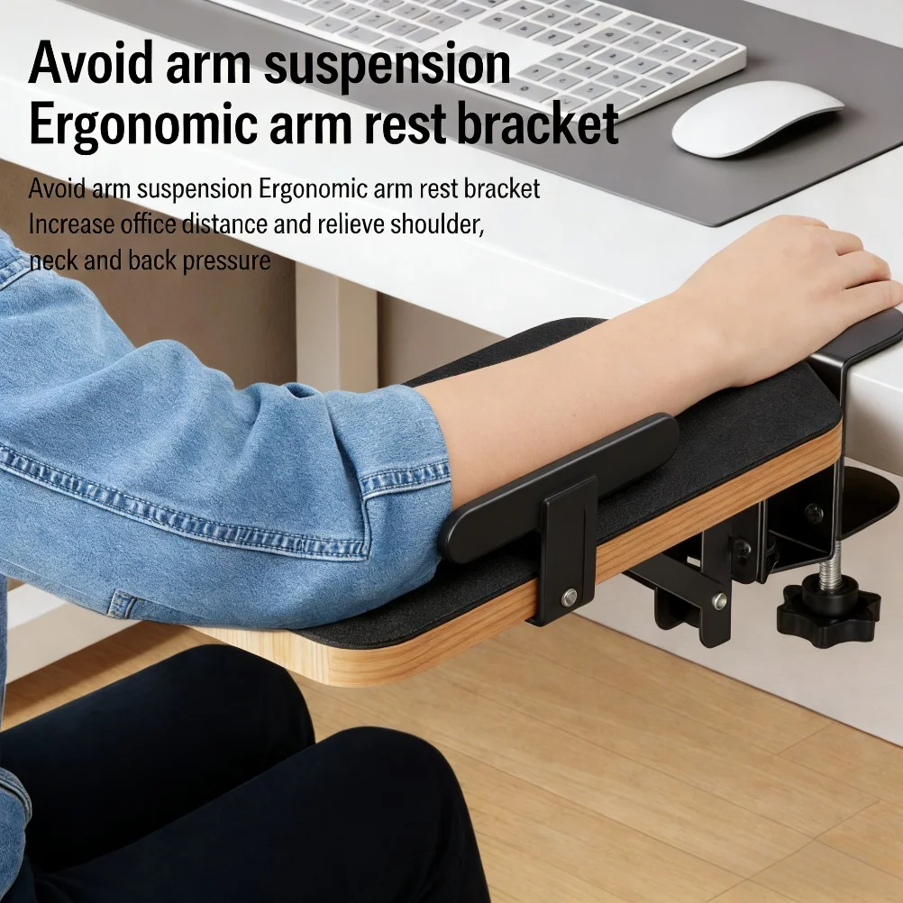 

Computer Desk Arm Rest MousePad 90°/180° Adjustable Folding Desk Arm Rest Wooden Wrist Support for Typing Work