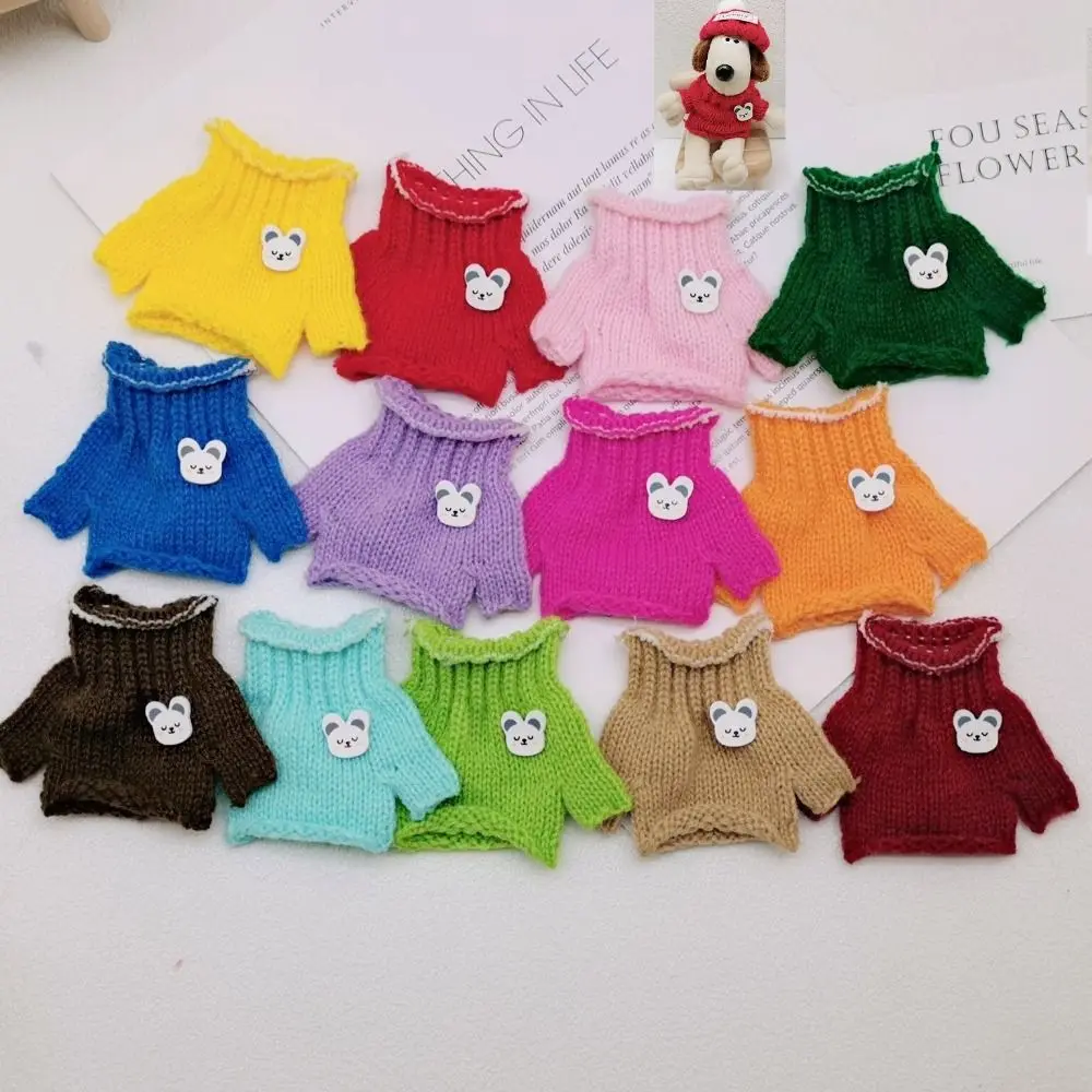 Fashionable Doll Sweater Clothes for 14cm Wallace Gromit Dog Cute Rib Knitting Labubu Plush Toys Clothing All-match