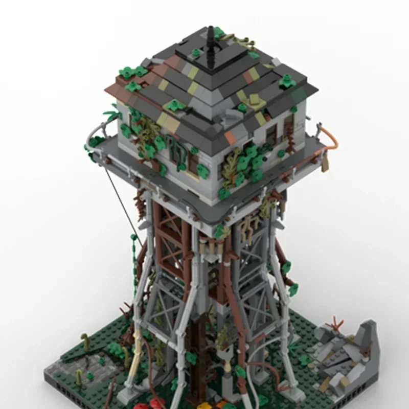 Moc Building Blocks Modular Street View ทิ้ง Watchtower การวิเคราะห์อิฐ DIY ประกอบของเล่นก่อสร้างสําหรับวันหยุดเด็ก