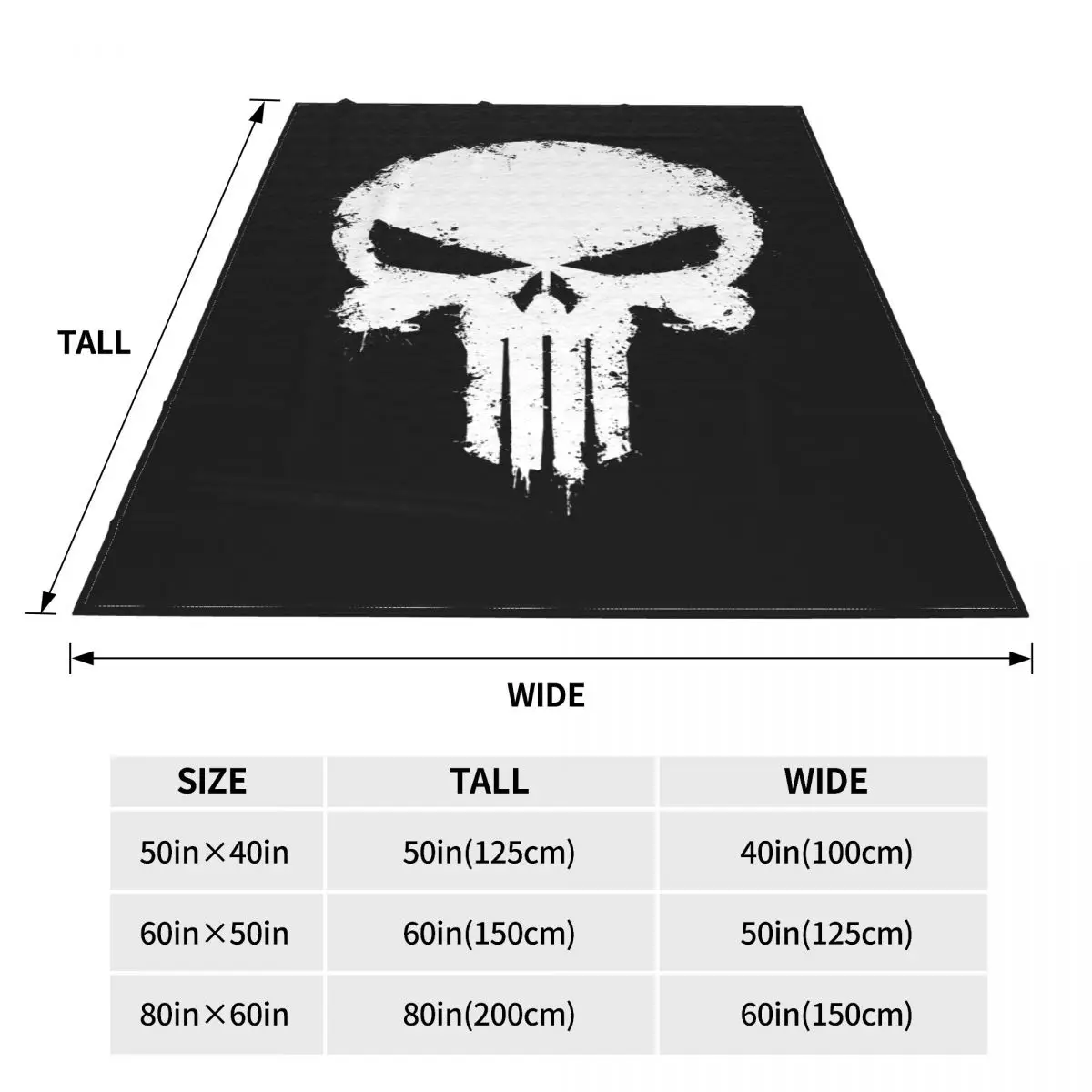 Splatter Effect Skull Fleece Throw Blankets Horror Blankets for Home Outdoor Super Soft Bedroom Quilt