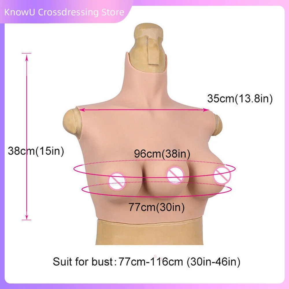 KnowU Realistic C Cup Three Tits Fake Breasts Artificial Three Boobs Cosplay Silicone Mold for Sissy Drag Queen Crossdresser