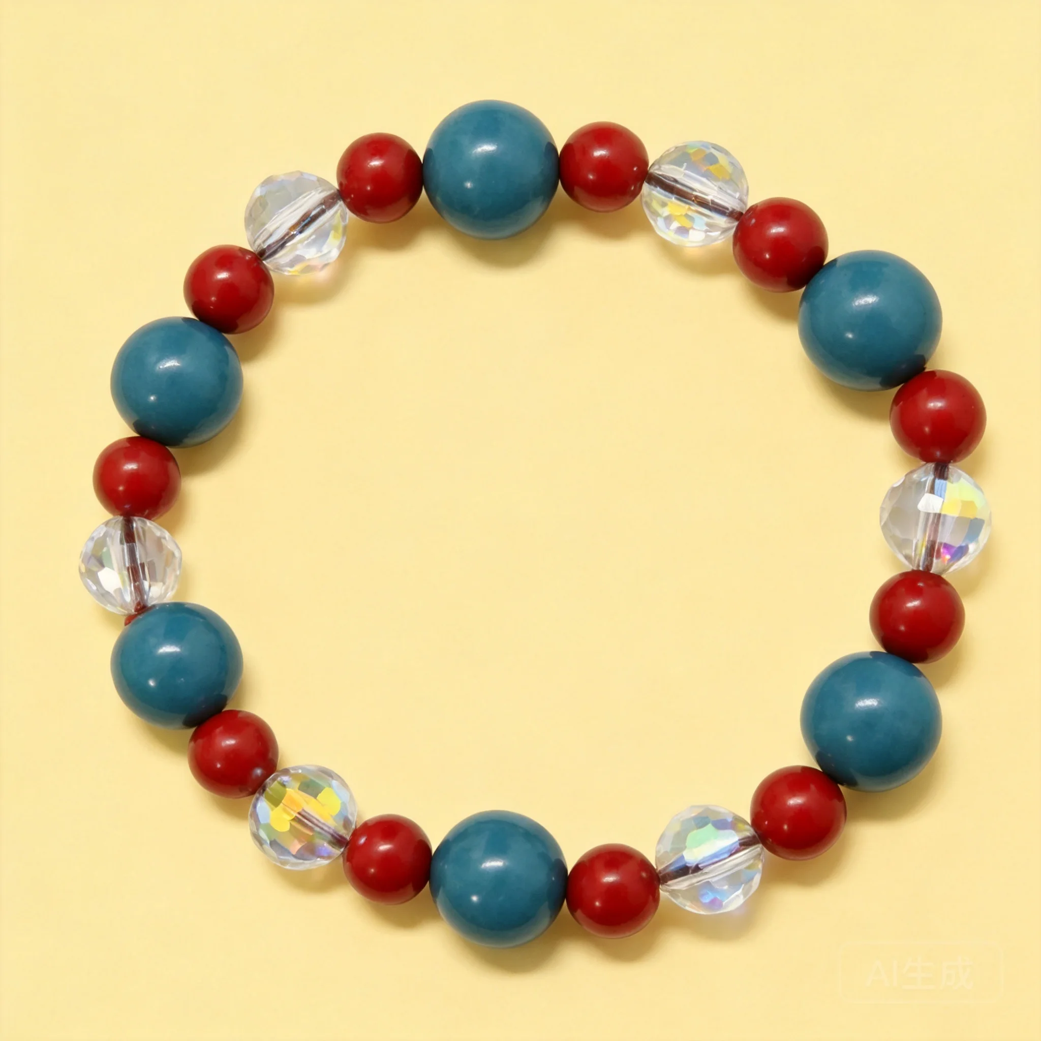 Chinese Style Lucky Blessing Good Fortune Aromatherapy Beaded Bracelet Red Blue Mix Faceted Clear Crystal Beads Prayer Jewelry