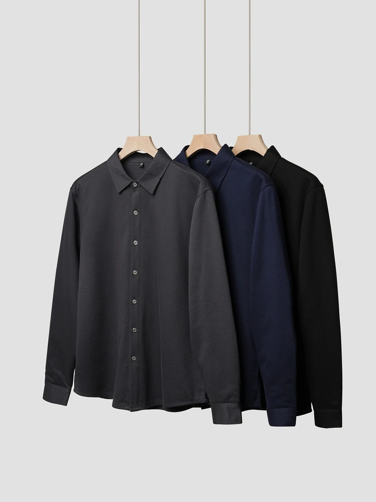 

Men's Busin irt Filled Silk Wool Blend Long Sve Warm Autumn Winter Sle Stand Fit Woven Polyester Blend