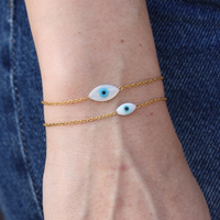 Vlen Adjustable Gold Plated Chain Bracelet with Evil Eye Charm Simple Dainty Protection Jewelry for Women Gift Hypoallergenic