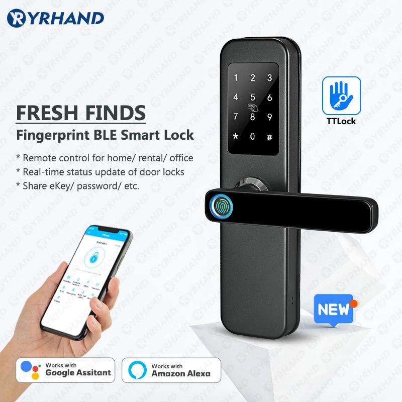 YRHAND Impermeável Fechadura Electronic Fingerprint Lock, Proteção De Segurança, Smart Door Lock, Fechaduras Ao Ar Livre, 2058