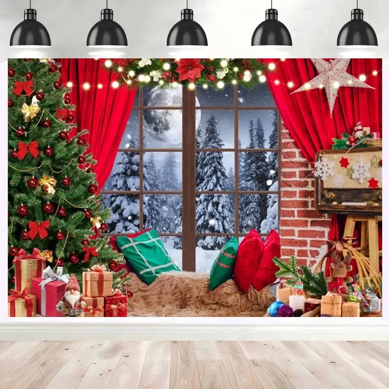 Frohe Weihnachten-Hintergründe für Fotografie, Winter, Fenster, Weihnachtsbaum, Urlaub, Weihnachten, Familie, Party, Dekoration, Fotohintergründe