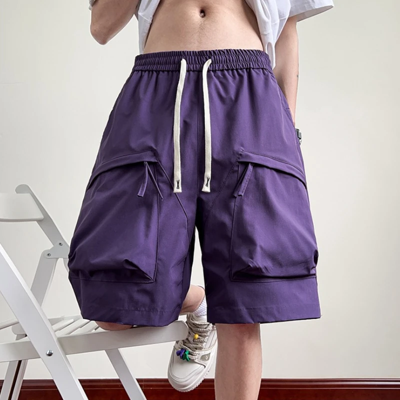Bermudas de calle de verano para hombre, pantalones cortos deportivos con múltiples bolsillos, pantalones cortos informales transpirables, ropa de calle Y2K