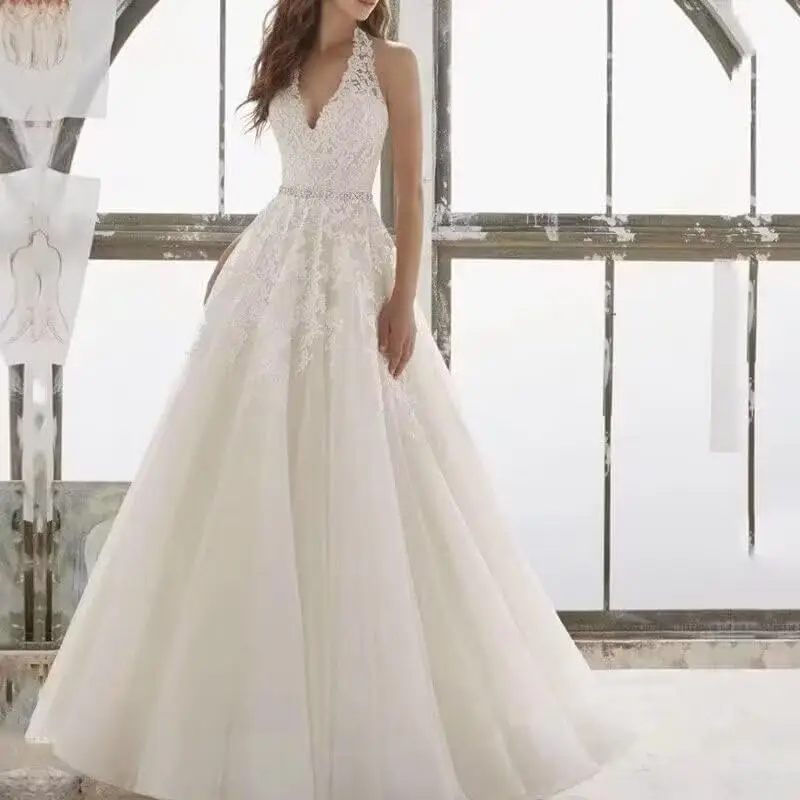 Свадебные платья из тюля для невесты 2025, свадебные платья для женщин, элегантное свадебное платье трапециевидной формы, бальное платье