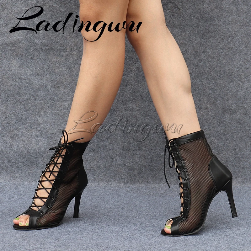 Ladingwu New Latin Dance Boots Salsa Tango Dance Shoes For Ladies Indoor Sports Dance Shoes Professional Ballroom Dance Shoes