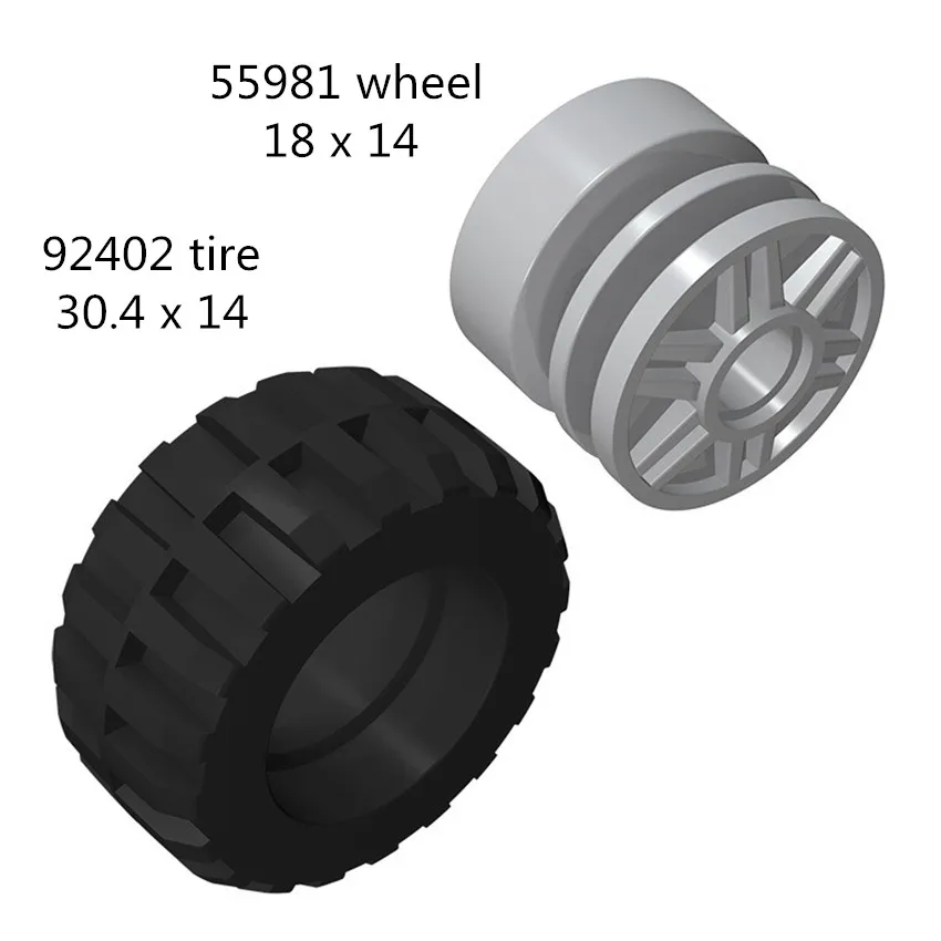 Building Block 55981 Wheel 18mm D. x 14mm with Pin Hole For 92402 Tire Collections Bulk Modular GBC Toy For High-Tech MOC Set