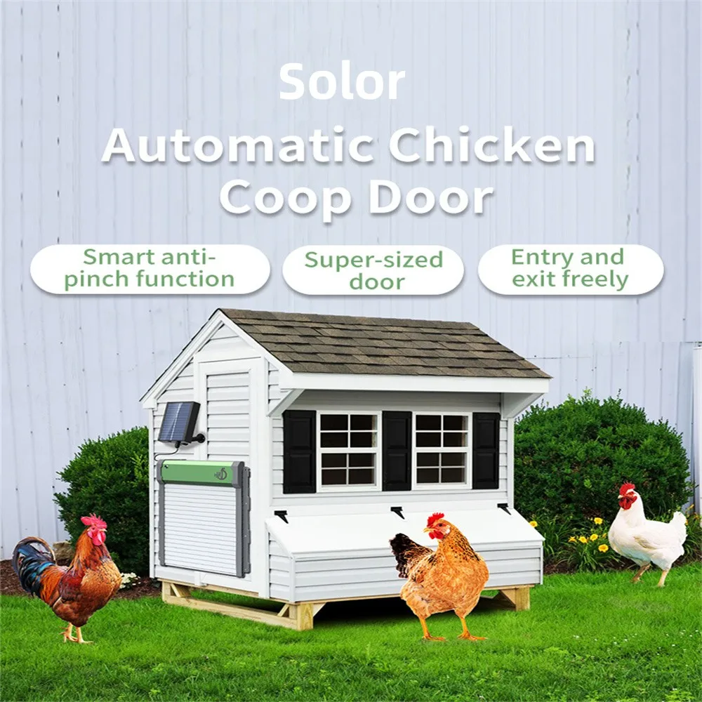 Imagem -03 - Solar Powered Chicken Door para Coop Door Sincronismo Fotoelétrico Controle Remoto Gaiolas Inteligentes Animais Automatic Roll Gate