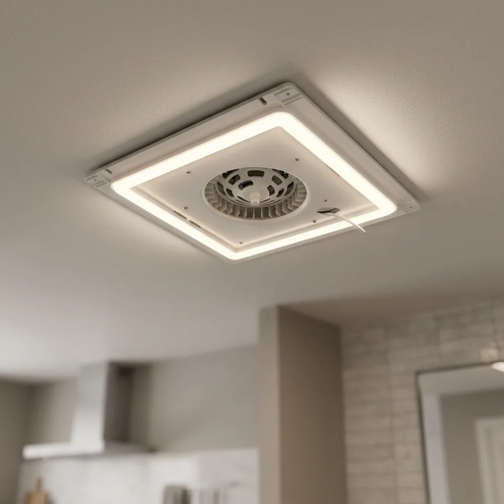 1Pc 2 In 1 Ceiling Fan With LED Light 30x30cm Quiet Ventilation For Kitchen Bathroom Home Air Circulation System