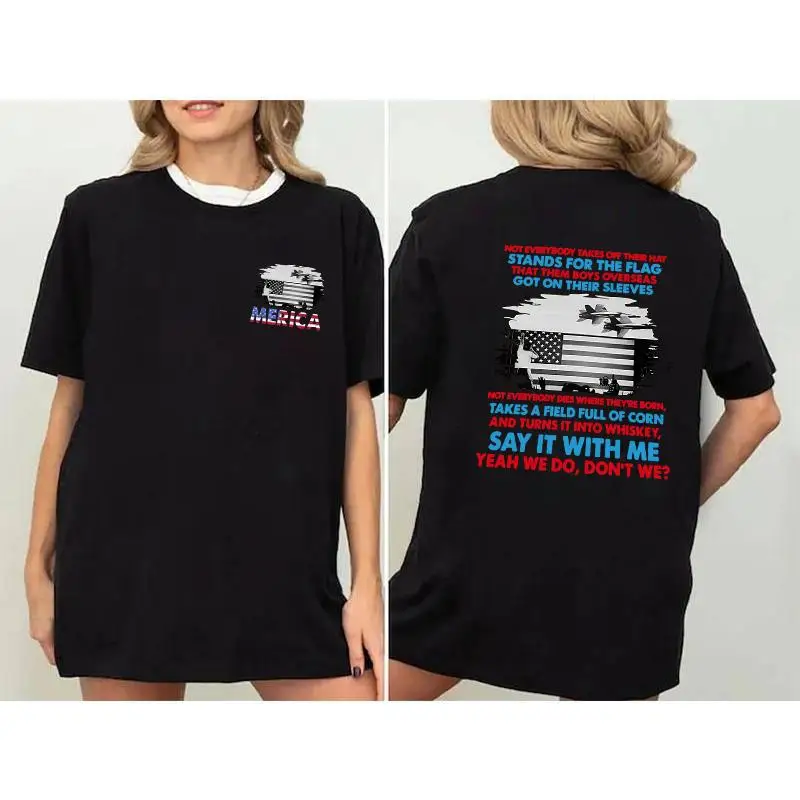 

USA Flag T-Shirt Patriotic "America" Military Support Graphic Tee Men Women Country Whiskey Humor Cotton Top Gift