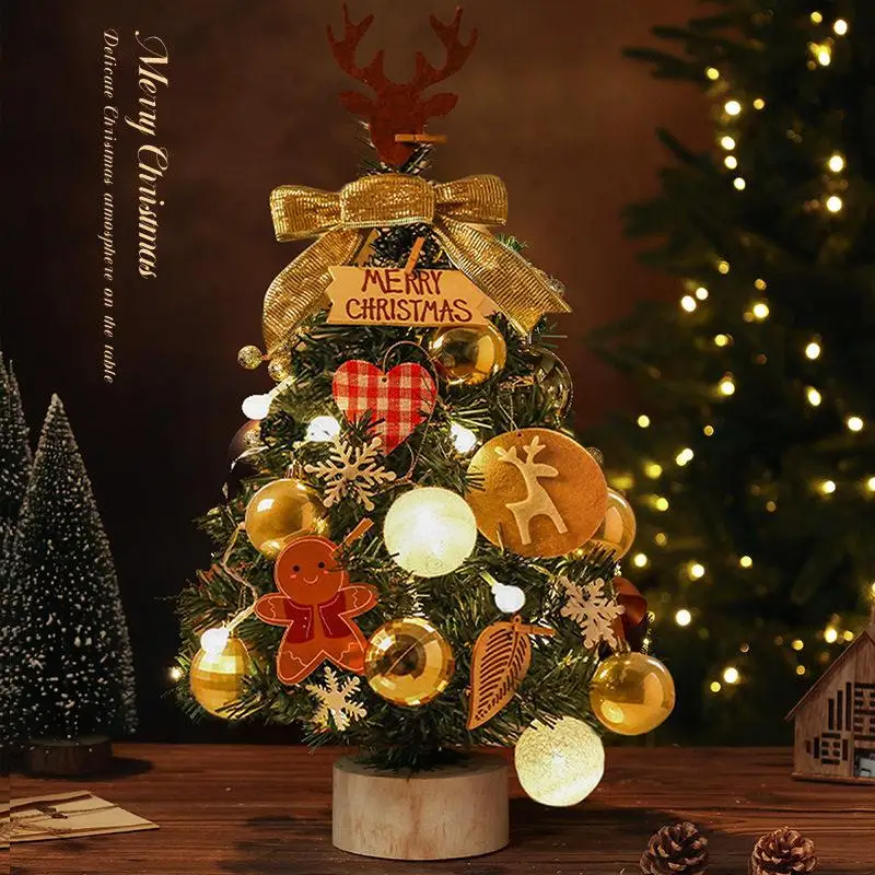 

Nordic Style Christmas Tree Decoration Creative Desktop Ornaments DIY Festive Supplies Small Tree Package with Wooden Base