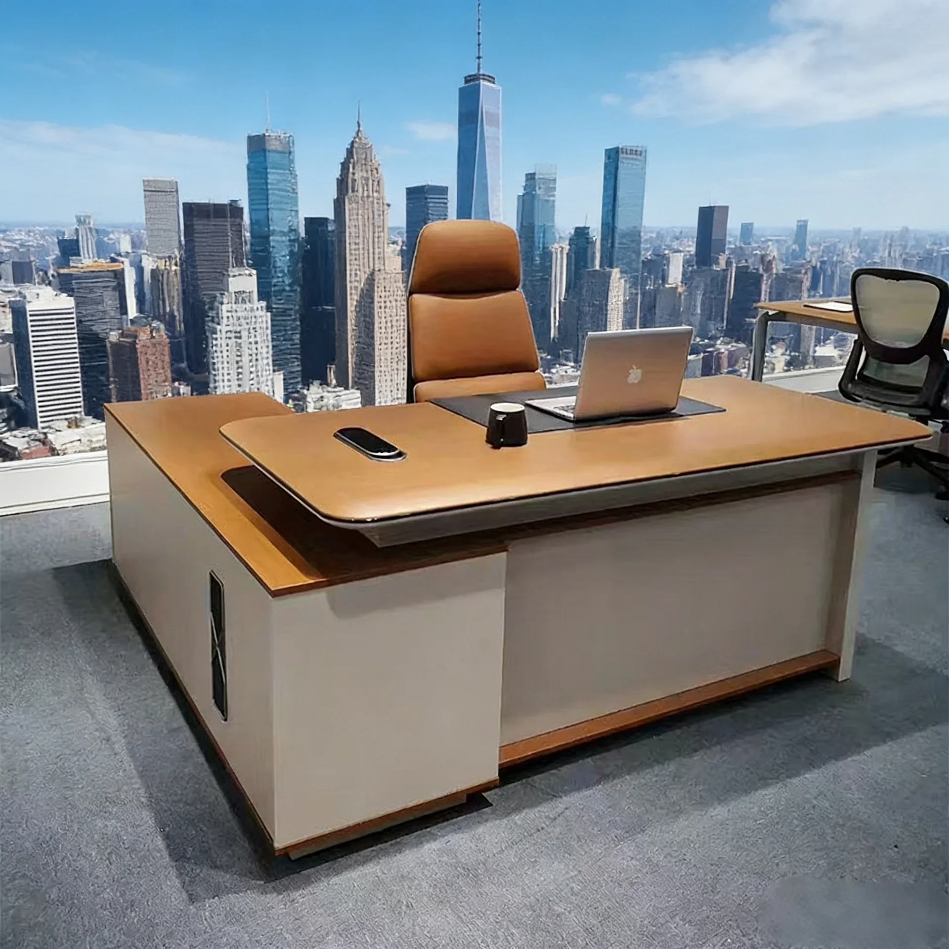 Light luxury modern boss desk staff seat business table single table with side locker