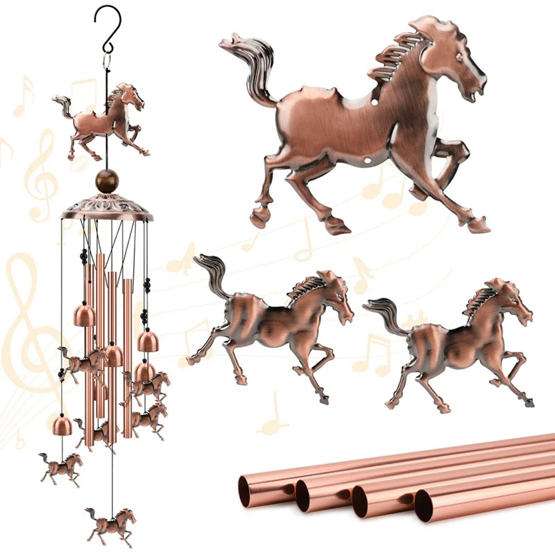 1 PCS Metal Outdoor Zootop Copper Wind Chimes Decoration With 1 Lucky Bead 4 Aluminum Tubes 6 Bells Memorial