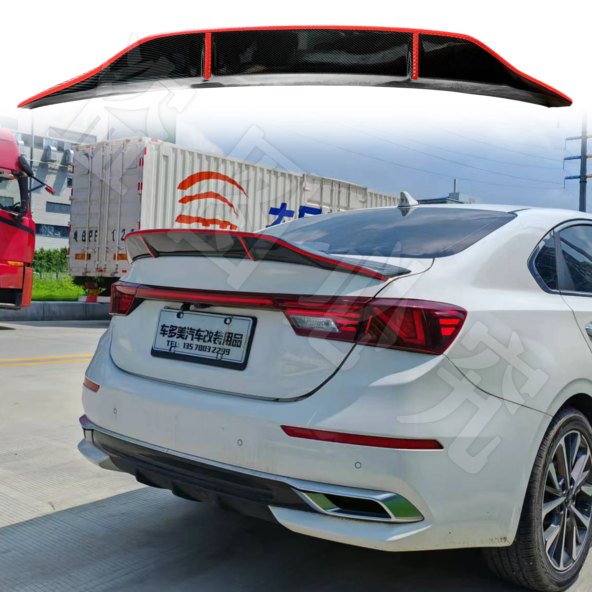 

For 2019-2024 Kia K3 Cerato Forte Sport Rear trunk lid Duck tail spoiler wing carbon fiber car modification accessories R style