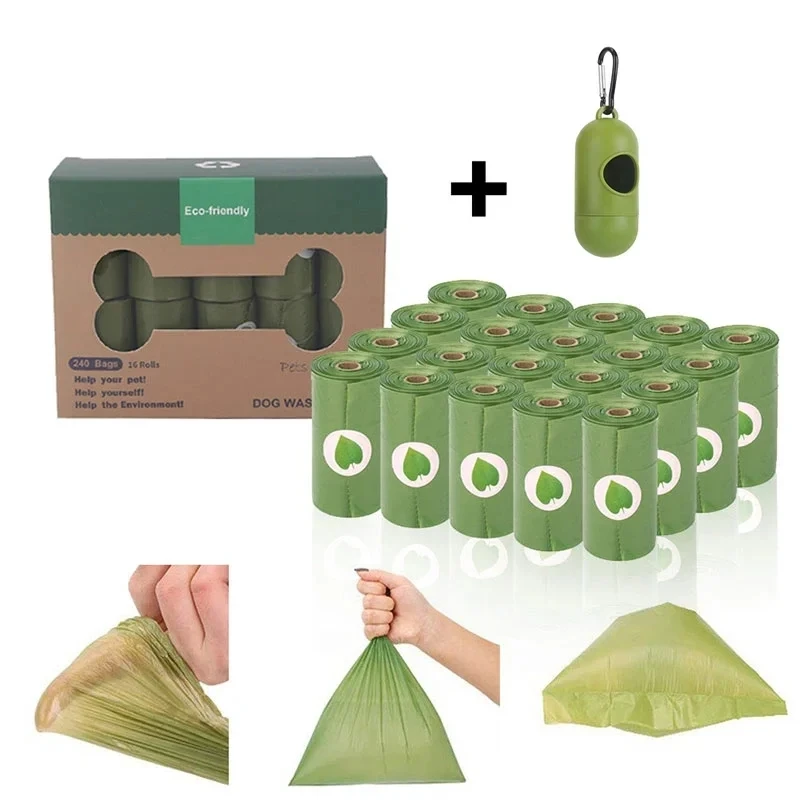 

Pet Green Garbage Bags Eco-Friendly Portable Dog Poop Box Waste Bag Dispenser Lavender Fragrance 8/16/20 Rolls Cats Potty Bag