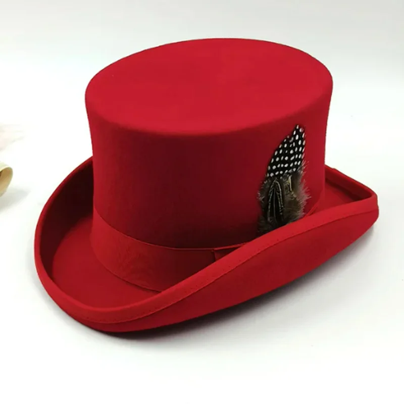 Men Top hat Magician Presidential high hat British jazz top hats male gentleman flat felt hat 2024 sombrero de copa británico