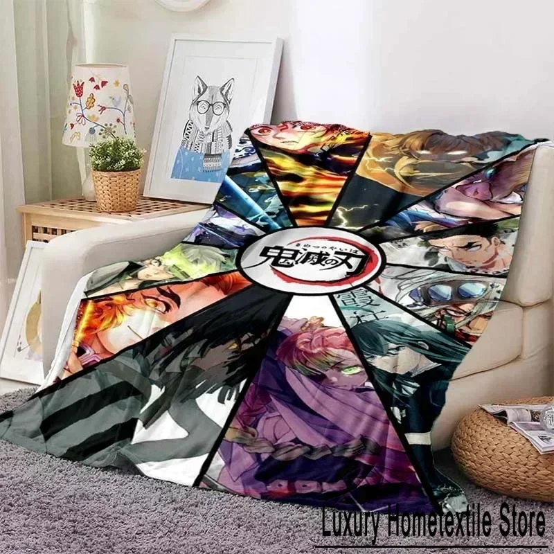 D-Demon Slayer Pattern Flannel  Blanket,for Couch, Bed, Sofa, Office-Soft and Soothing  Printing  Blanket For All Season