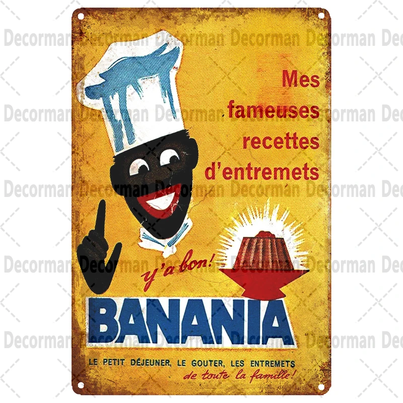 [ DecorMan ] France BANANIA TIN SIGN Custom Wall Poser iron Painting PUB Room Hotel Decor LTA-3151