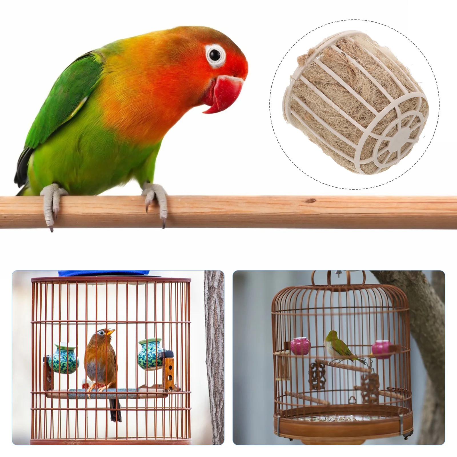 

3Pcs Jute Fiber Bird Nesting Material for Pet Birds Natural Safe Bedding Finch Canary Parakeet Cage Accessory Enhanced Warmth