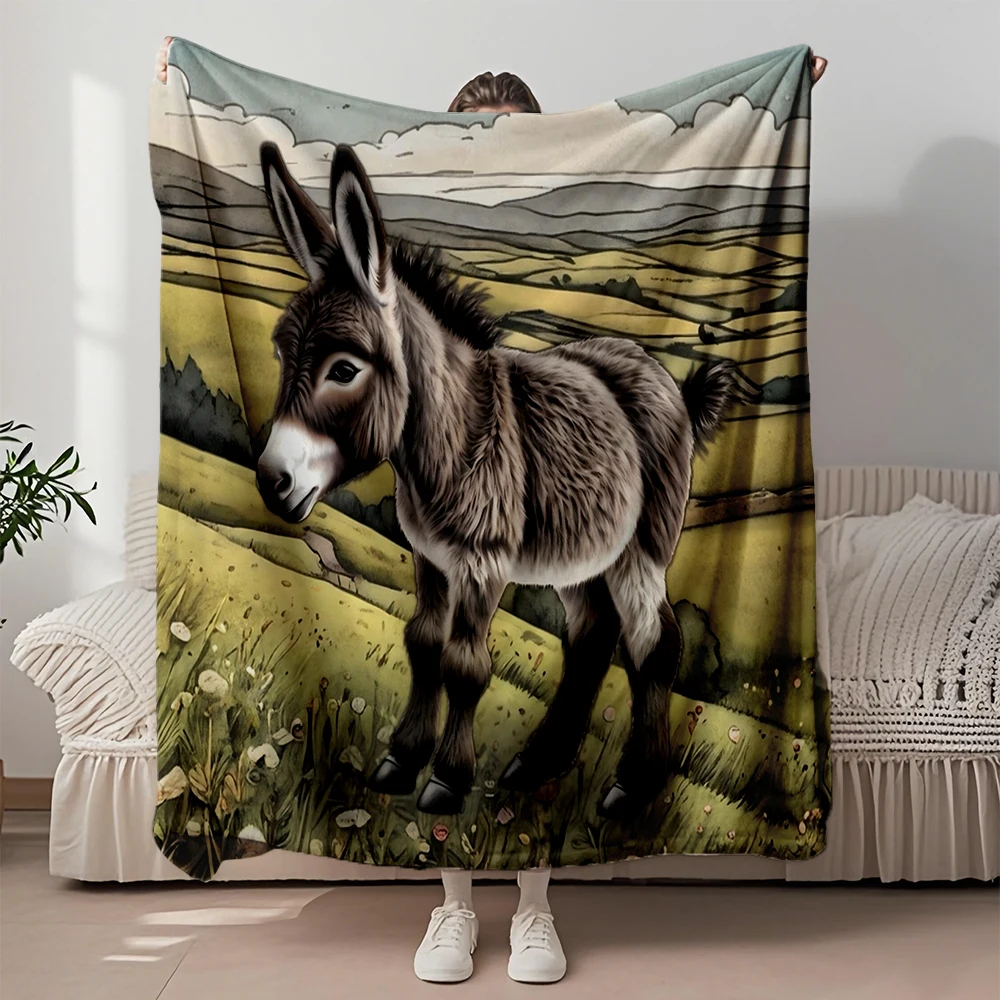 

Thoughtful Gift Flannel Blanket Countryside Donkey Zen Quilt Throw Blanket With Breathable Hypoallergenic Blankets For Newborns